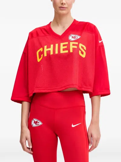 Nike X Nfl Kansas City Chiefs Wide Receiver Jersey Fashion V-neck Crop T-shirt In Red