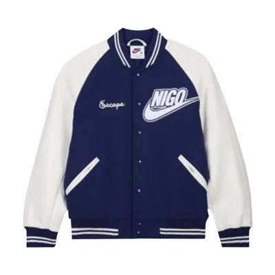 Pre-owned Nike X Nigo Nrg Varsity Jacket 'navy' In Blue