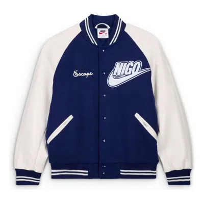 Nike X Nigo Varsity Jacket 'navy' In Blue