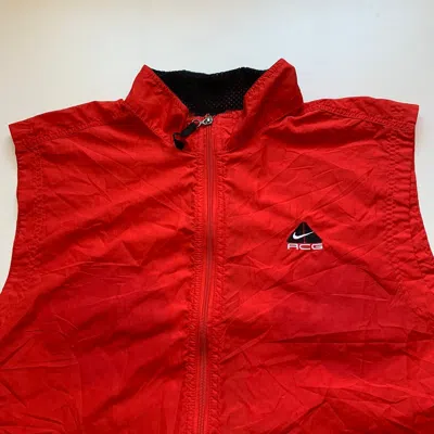 Pre-owned Nike X Nike Acg Vintage 90's Nike Acg Embroidered Windbreaker Vest Jacket Xl In Red
