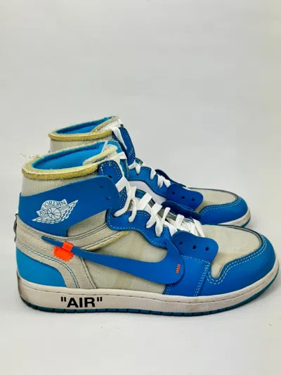 Pre-owned Nike X Off White Air Jordan 1 Retro X Off- White Unc High Top Sneakers In Blue