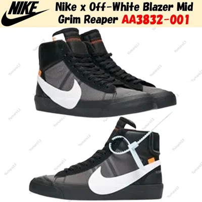 Pre-owned Nike X Off-white Blazer Mid Grim Reaper Aa3832-001 Men's Size In Black