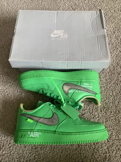Pre-owned Nike X Off White Off-white Air Force 1 Low ‘brooklyn' Size 9.5 Shoes In Green