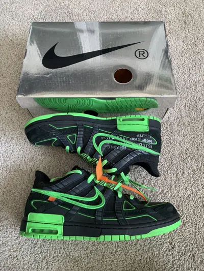 Pre-owned Nike X Off White Off-white Nike Air Rubber Dunk ‘green Strike' Size 11 Shoes In Black