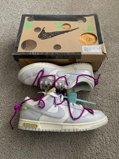 Pre-owned Nike X Off White Off-white Nike Dunk Low ‘lot 21 Of 50' Size 9.5 Shoes In Grey/white