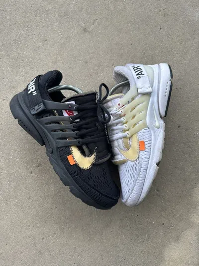 Pre-owned Nike X Off White Off-white X Nike Air Presto White Black Size 8 Mismatch Shoes