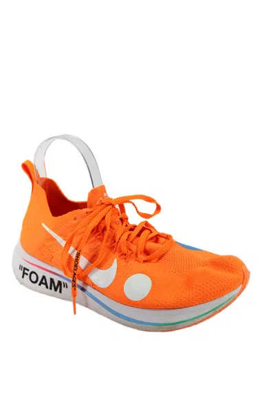 Nike X Off White Womens Lace Up Knit Foam Running Sneakers Orange White