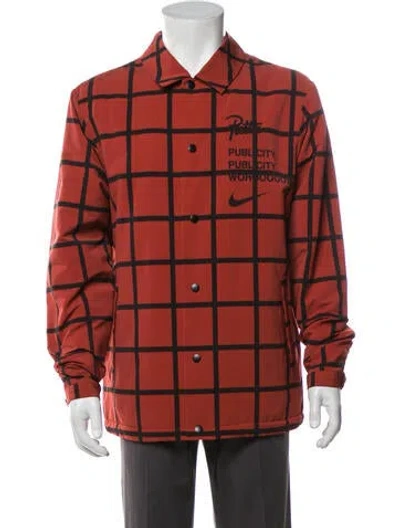 Pre-owned Nike X Patta Reversible Coaches Plaid Print Plaid Print Jacket W/ Tags In Orange