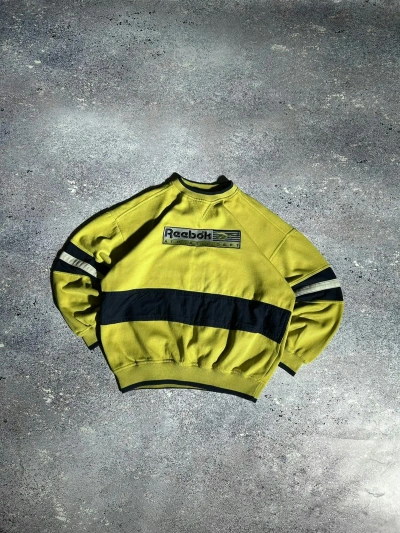 Pre-owned Nike X Reebok Vintage Sweatshirt Baggy Crewneck Reebok Embroidered Logo In Yellow