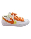 Sacai Blazer Low In Magma Orange Leather In White