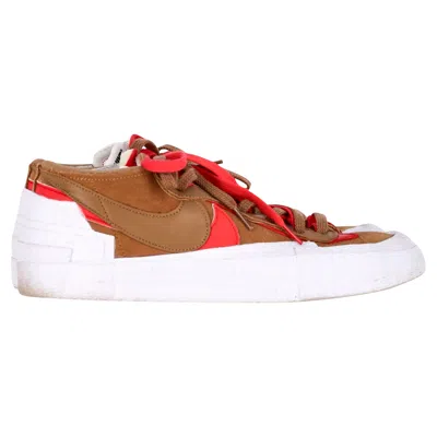 Sacai Blazer Low Sneakers In Brown Leather