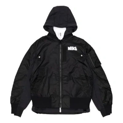 Nike X Sacai Double Layer Contrasting Colors Sports Hooded Jacket 'black'