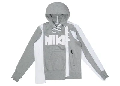 Pre-owned Nike X Sacai Double Zip Hoodie In Dark Grey Heather/white