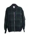 Sacai Checked Bomber Jacket In Multicolor Rayon In Multi