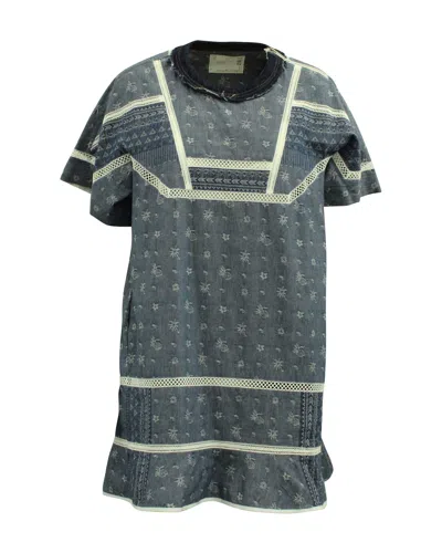 Sacai Denim Embroidered Dress In Light Blue Cotton