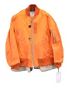 Sacai Layered Faux-suede Bomber Jacket In Orange Polyester In Orange
