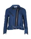 Sacai Luck Houndstooth Biker Jacket In Royal Blue Cotton In Blue