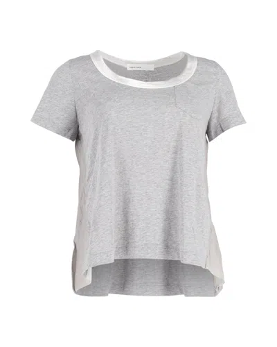 Sacai Luck Tulle-lined And Satin-paneled T-shirt In Grey Cotton