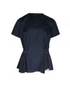 Sacai Open Back T-shirt In Navy Blue Polyester In Blue