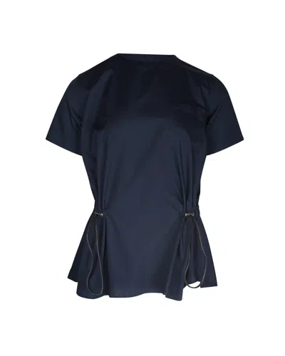 Sacai Open Back T-shirt In Navy Blue Polyester