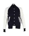 Sacai Varsity Bomber Jacket In Navy Blue Wool In Blue