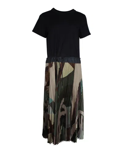 Sacai X Kaws Camo Jacquard T-shirt Dress In Multicoloured Cotton