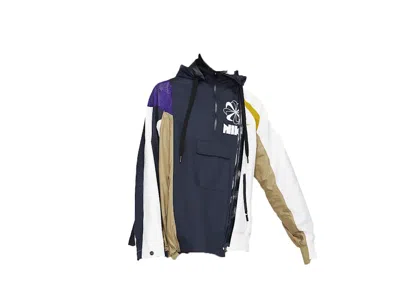 Pre-owned Nike X Sacai Women's Double Zip Jacket In Obsidian/court Purple In Multi