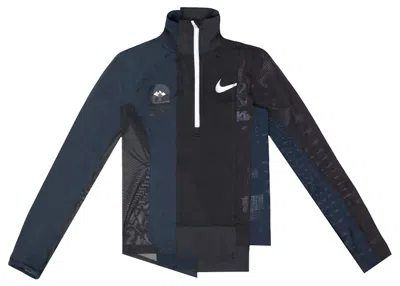 Pre-owned Nike X Sacai Women's Half Zip Running Jacket In Black/dark Obsidian