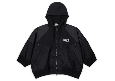 Pre-owned Nike X Sacai Womens Full Zip Hooded Jacket In Black