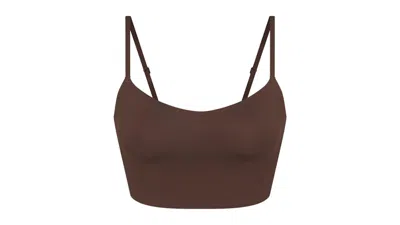 Pre-owned Nike X Skims Women's Matte Cami Bra Top In Dark Sepia In Brown