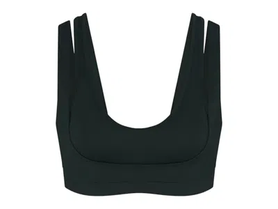 Pre-owned Nike X Skims Women's Matte Double Strap Scoop Bra In Dark Teal In Blue