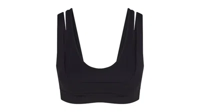 Pre-owned Nike X Skims Women's Matte Double Strap Scoop Bra In Obsidian In Black