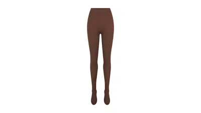 Pre-owned Nike X Skims Women's Matte Footsie Grip Legging In Dark Sepia In Brown