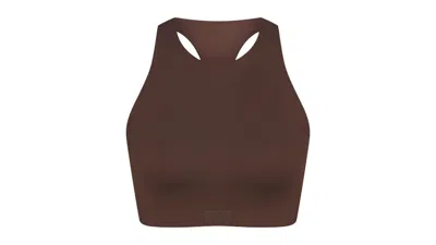 Pre-owned Nike X Skims Women's Matte High Neck Bra In Dark Sepia In Brown