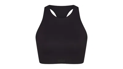 Pre-owned Nike X Skims Women's Matte High Neck Bra In Obsidian In Black
