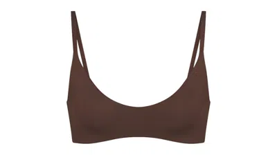 Pre-owned Nike X Skims Women's Matte Micro Scoop Bra In Dark Sepia In Brown