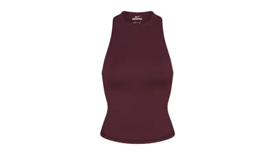 Pre-owned Nike X Skims Women's Matte Mock Neck Racer Tank In Currant In Purple