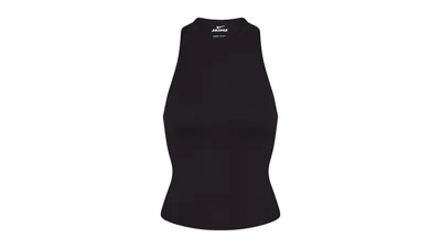 Pre-owned Nike X Skims Women's Matte Mock Neck Racer Tank In Obsidian In Black