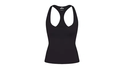 Pre-owned Nike X Skims Women's Matte Racer Back Tank In Obsidian In Black