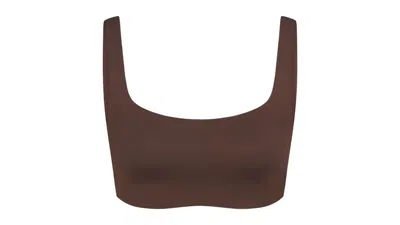 Pre-owned Nike X Skims Women's Matte Scoop Neck Bra In Dark Sepia In Brown