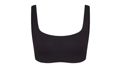 Pre-owned Nike X Skims Women's Matte Scoop Neck Bra In Obsidian In Black