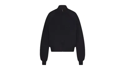 Pre-owned Nike X Skims Women's Matte Tricot Track Jacket In Obsidian In Black