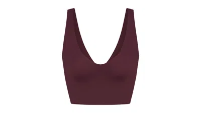 Pre-owned Nike X Skims Women's Matte Vneck Bra Top In Currant In Purple