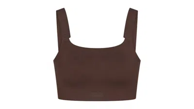 Pre-owned Nike X Skims Women's Matte Wide Strap Bra In Dark Sepia In Brown
