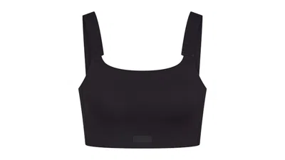 Pre-owned Nike X Skims Women's Matte Wide Strap Bra In Obsidian In Black