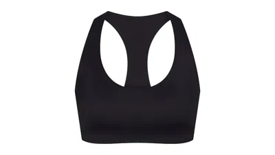 Pre-owned Nike X Skims Women's Shine Racer Back Bra In Obsidian In Black