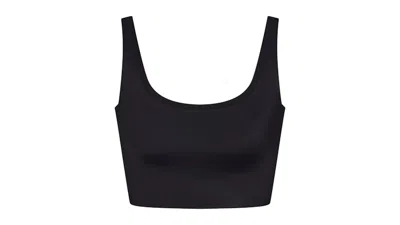 Pre-owned Nike X Skims Women's Shine Scoop Neck Bra Top In Obsidian In Black