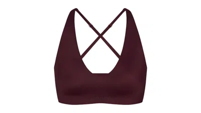 Pre-owned Nike X Skims Women's Shine Vneck Bra In Currant In Purple