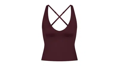 Pre-owned Nike X Skims Women's Shine Vneck Tank In Currant In Purple