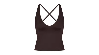 Pre-owned Nike X Skims Women's Shine Vneck Tank In Phoenix In Red
